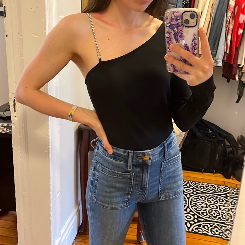 Express One Shoulder Top with Rhinestone Strap - Picture 5 of 6